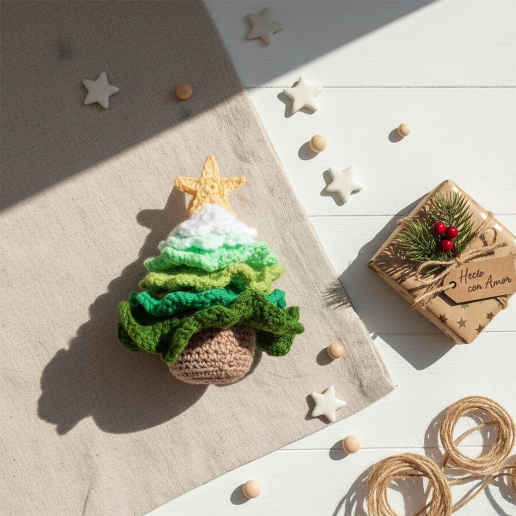 Árbol de navidad de ganchillo hecho a mano