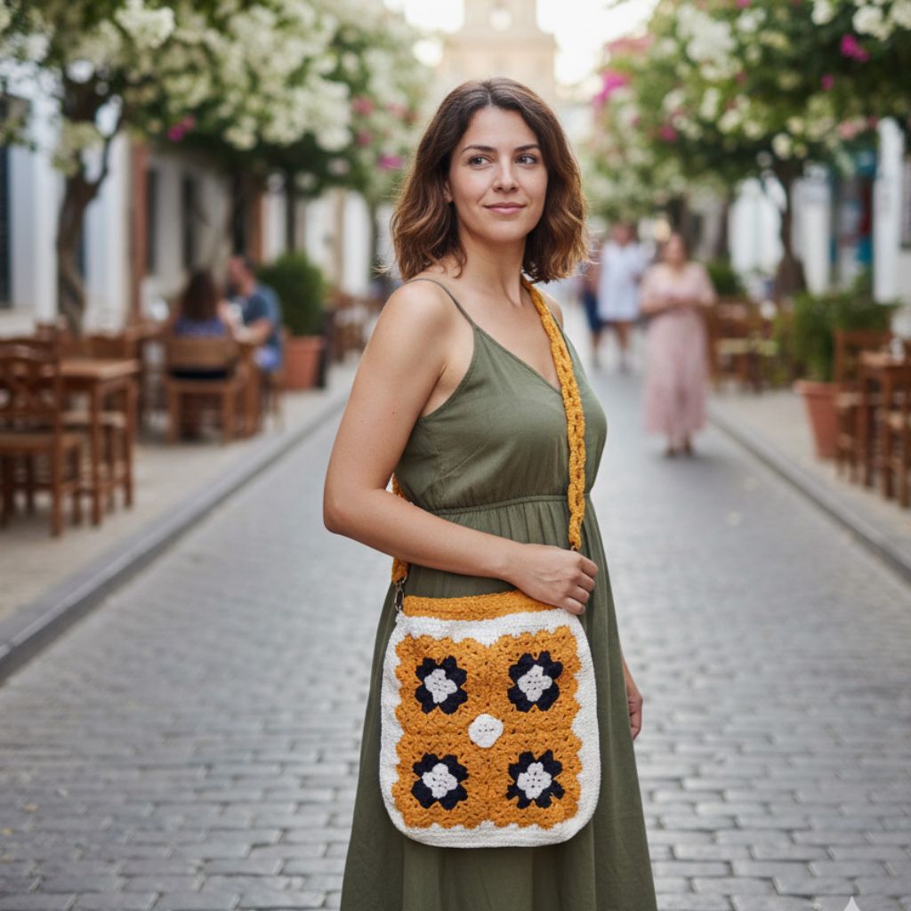 Bolso boho de hombro a ganchillo