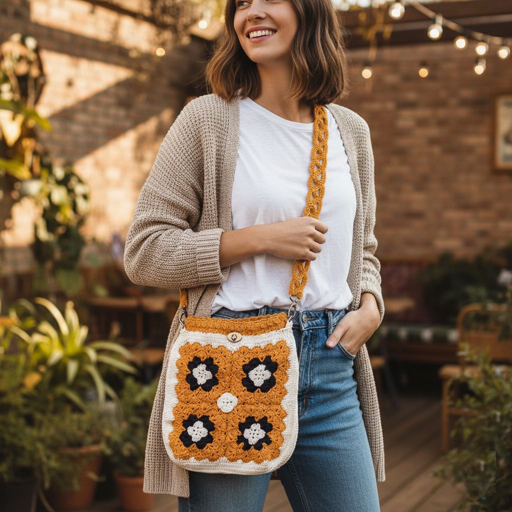 Bolso boho de hombro a ganchillo