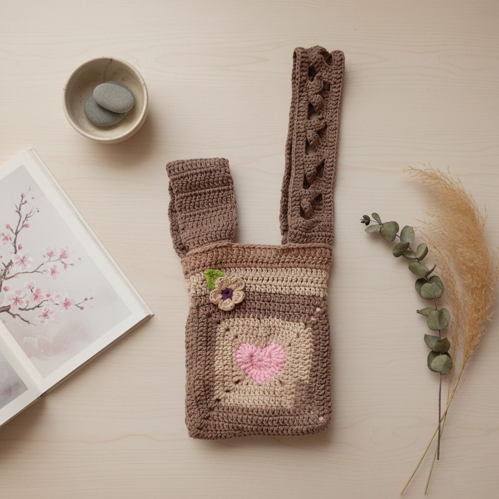 Bolso de mano estilo japonés hecho a ganchillo