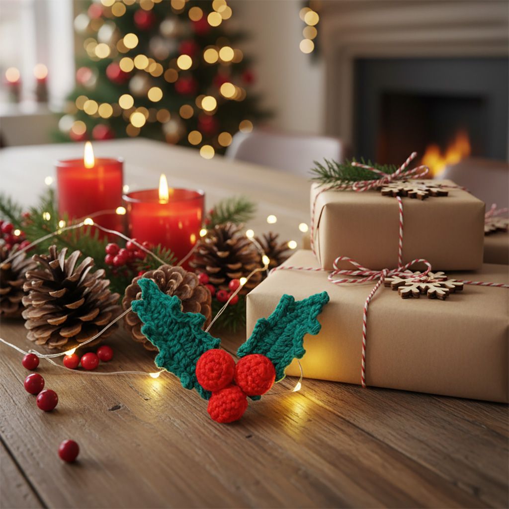 Cerezo navideño a ganchillo