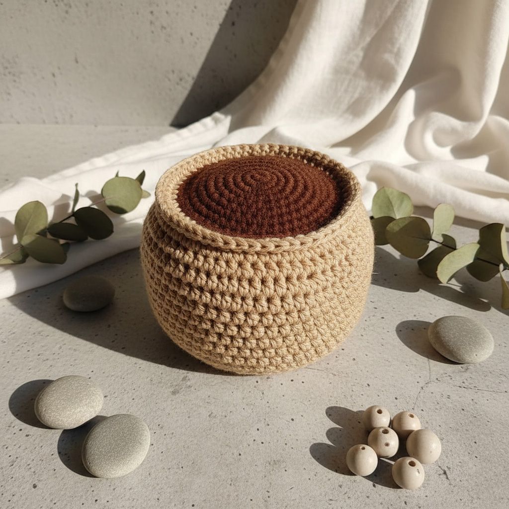 Maceta a ganchillo – Cesta decorativa hecha a mano