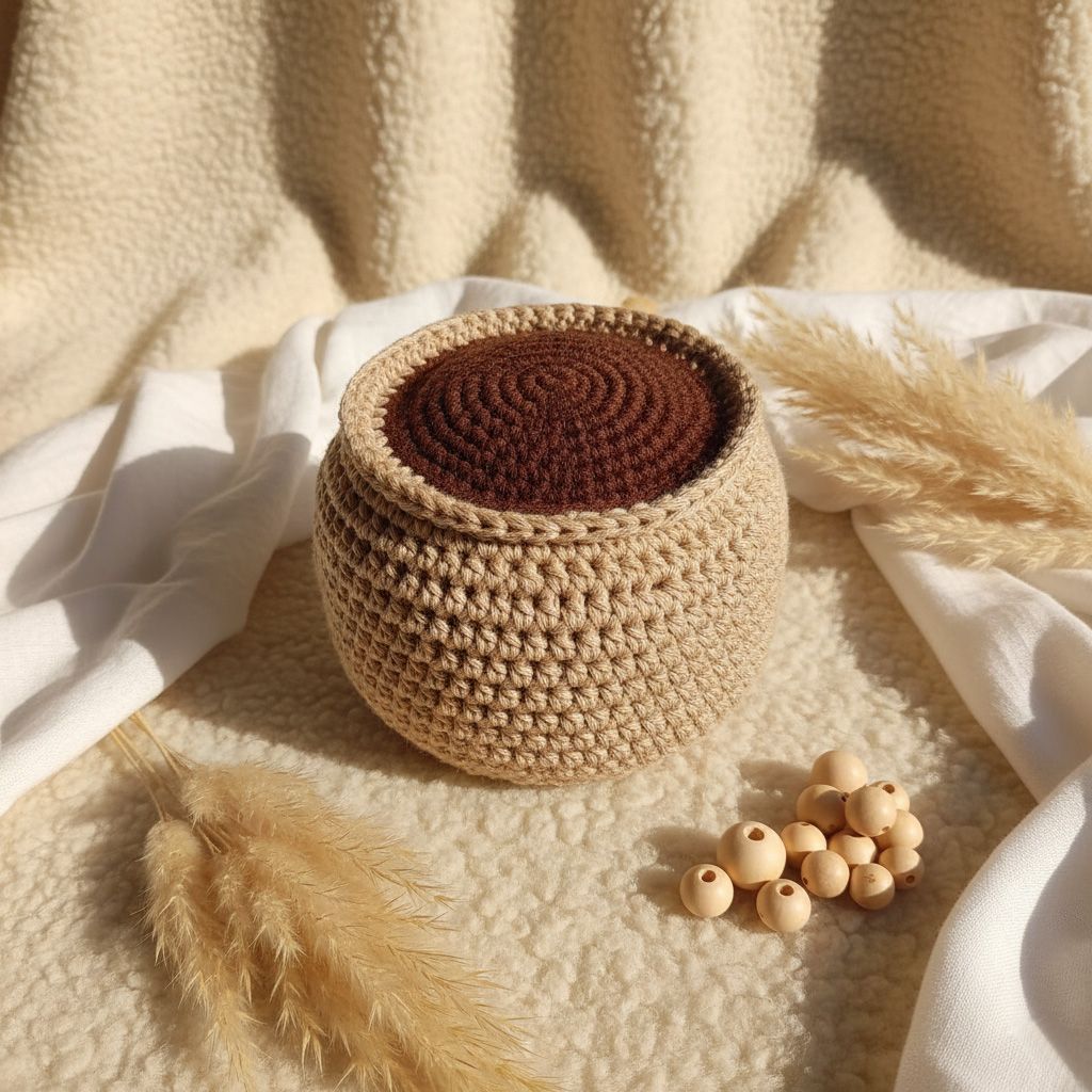 Maceta a ganchillo – Cesta decorativa hecha a mano