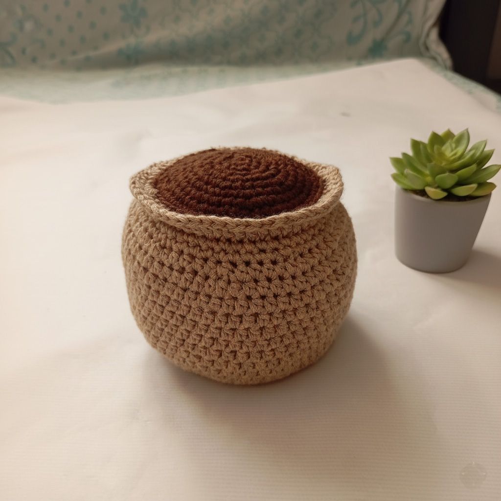 Maceta a ganchillo – Cesta decorativa hecha a mano