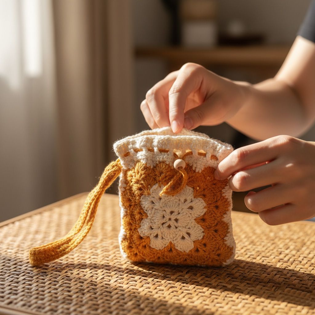 Monedero de mano a ganchillo – Granny square hecho a mano