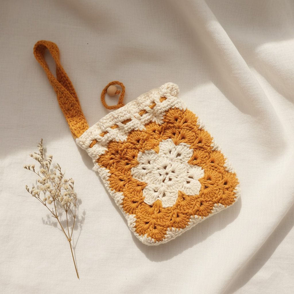 Monedero de mano a ganchillo – Granny square hecho a mano
