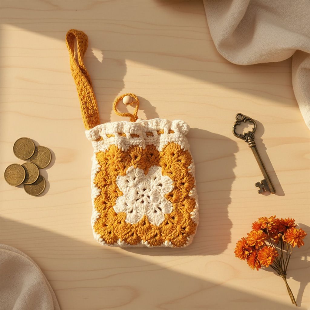 Monedero de mano a ganchillo – Granny square hecho a mano