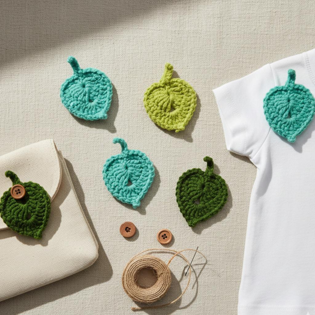 Set de 5 apliques de hojas de ganchillo