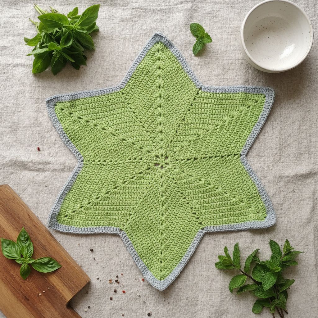 Toalla de cocina estrella a ganchillo – Hecha a mano